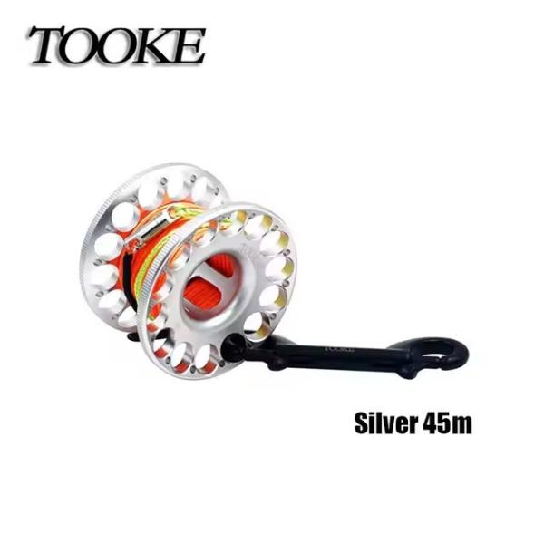30M Aluminum Retractable Dive Reel With Black Stainless Steel Bolt Snap