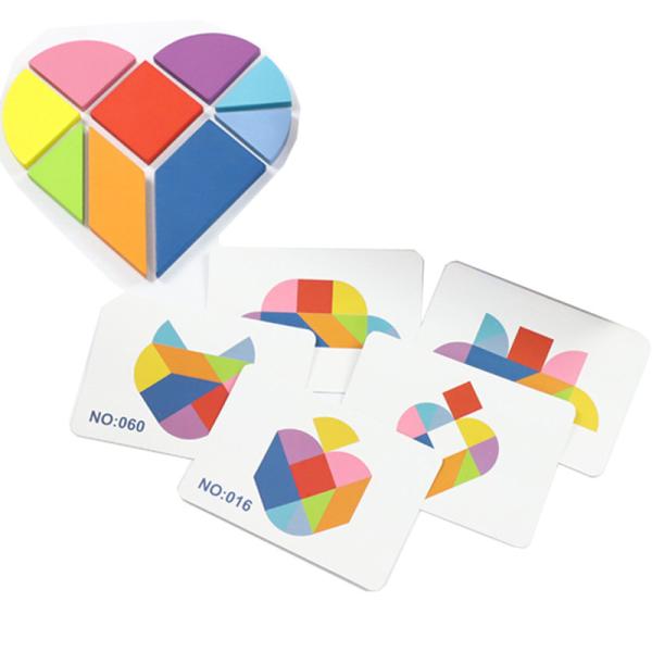 Tangram colorido animal Toy Kids Montessori Early Education do enigma de serra de vaivém do teste padrão 3D de madeira que classifica crianças dos brinquedos dos jogos