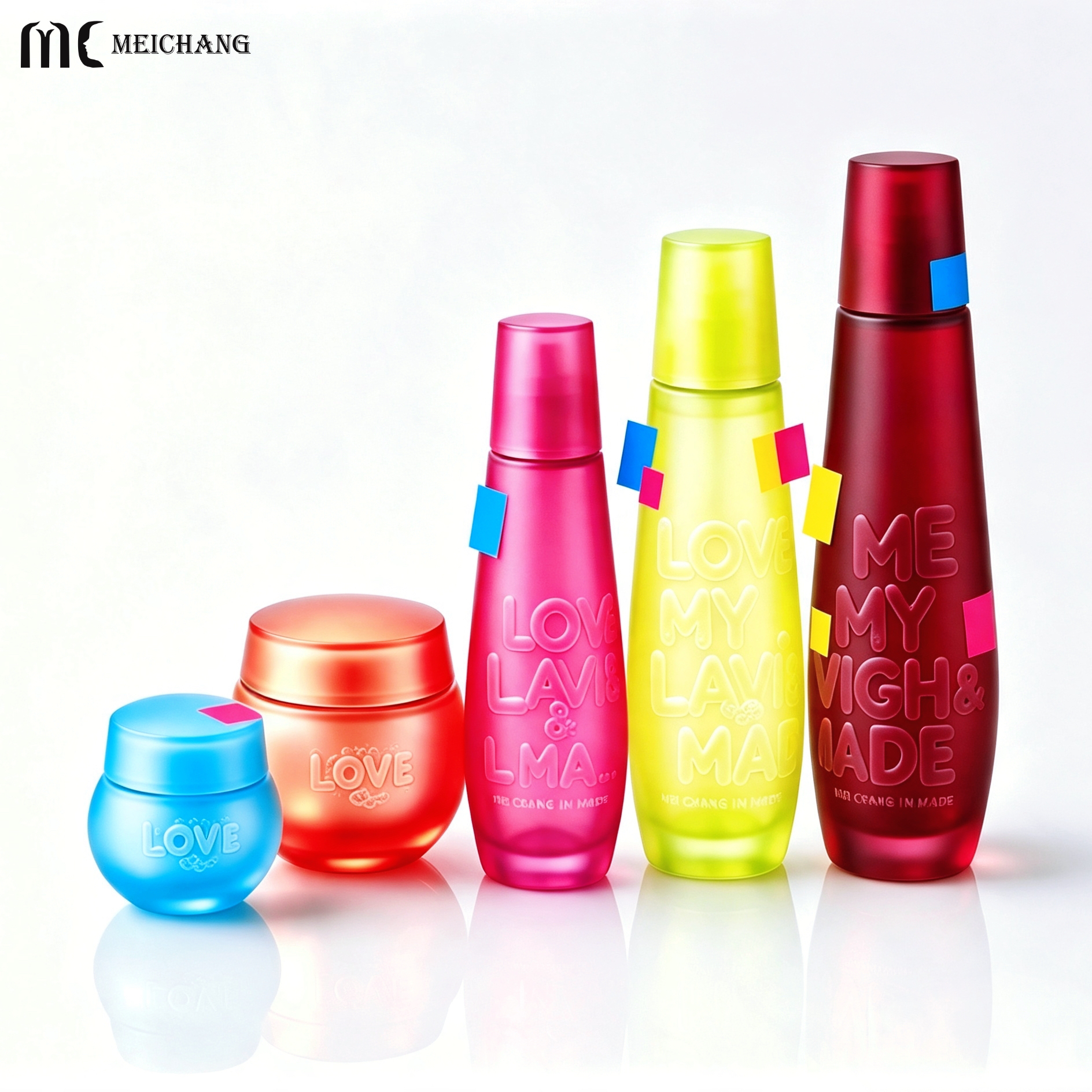 Chinese Style Embossed Glass Skincare Packaging Set with Gradient Finish , Custom Serum Bottle , Lotion Bottle & Cream Jar(MC-315)
