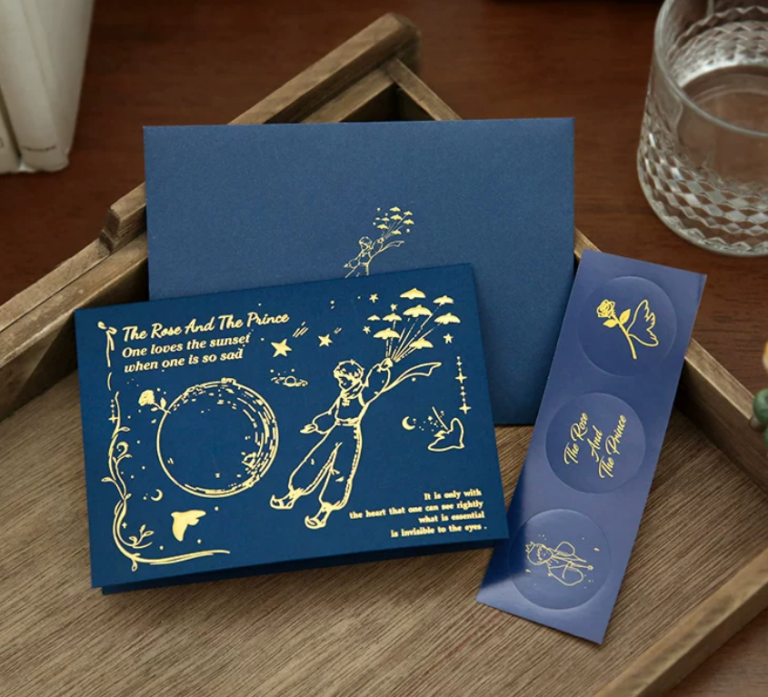 Luxury Hot Stamping Greeting Card Sets With Envelopes And Sealing Stickers