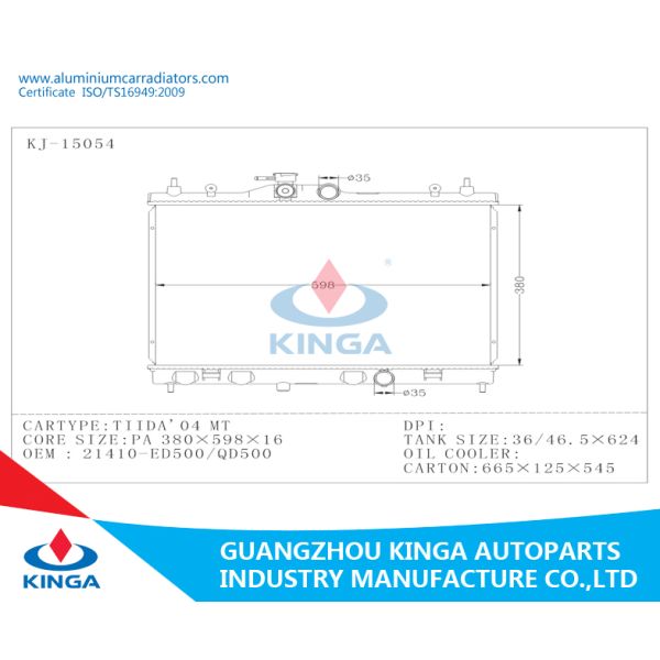 Tiida ' 04 Nissan Radiator PA16 OEM 21410-ED500 / QD500 Cooling Radiator