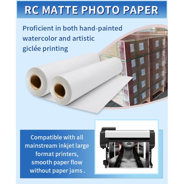 230gsm RC Matte Inkjet Photo Paper Roll for Professional Pigmented Art Photo Printing