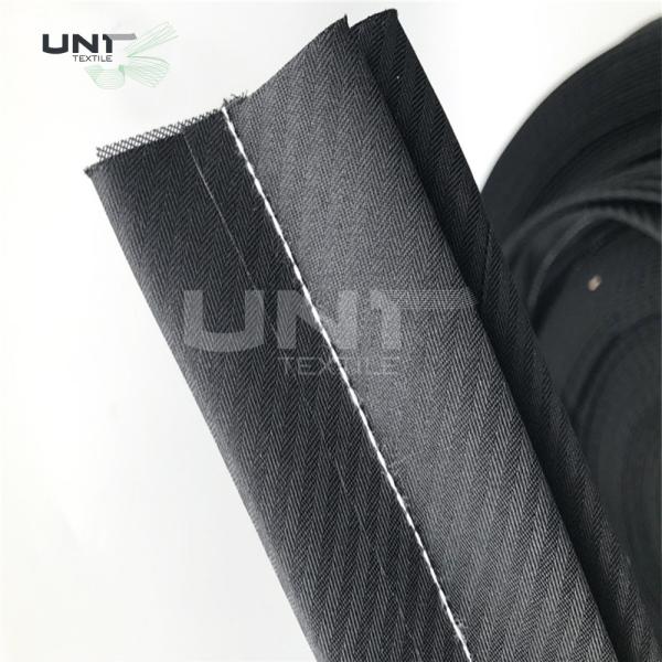 Black Woven Fishbone Waistband Lining Wear Resistant For Trousers