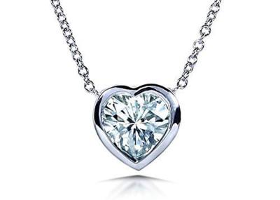 16inch 14K Gold Necklaces Heart Bezel style with 6x6mm Moissanite