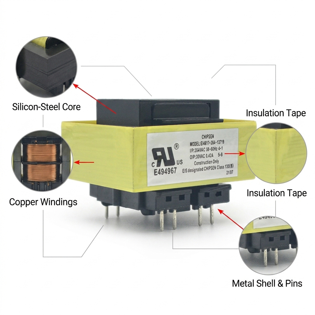 Low Noise Silicon Steel EI48 Lamination Transformer for Industrial Power