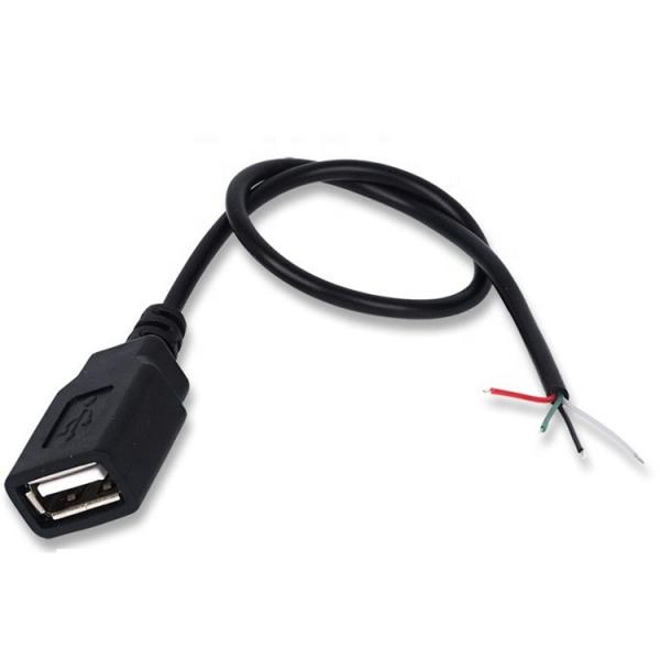 Male Female USB 2.0 Type A Plug to Free End Tinned Open Pigtail Wire Charger Cable for LED Strip