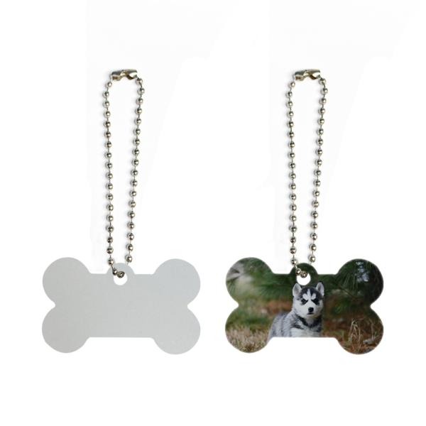 Blanc aluminium sublimation étiquette de chien blancs d'impression à double face nom d'animal de compagnie étiquettes pendentif ornement