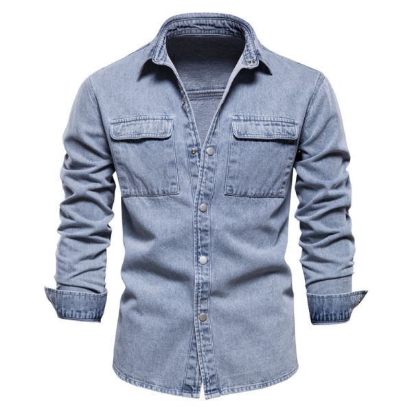 High Quality Distressed Men's Denim Jacket New Vintage Style Long Sleeve Coat with Button Decoration Wholesale Available Jacket