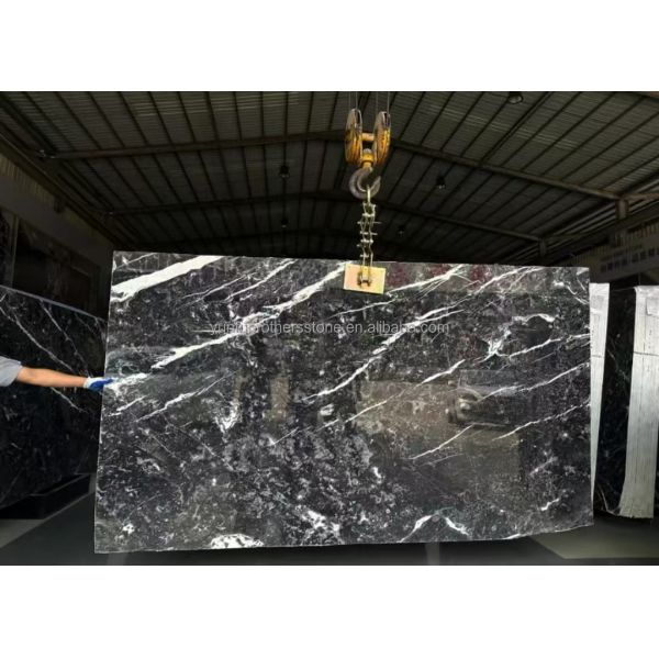 Hotel Surface Finishing Polished Italian Fendy Black Marble with White Veins Tile