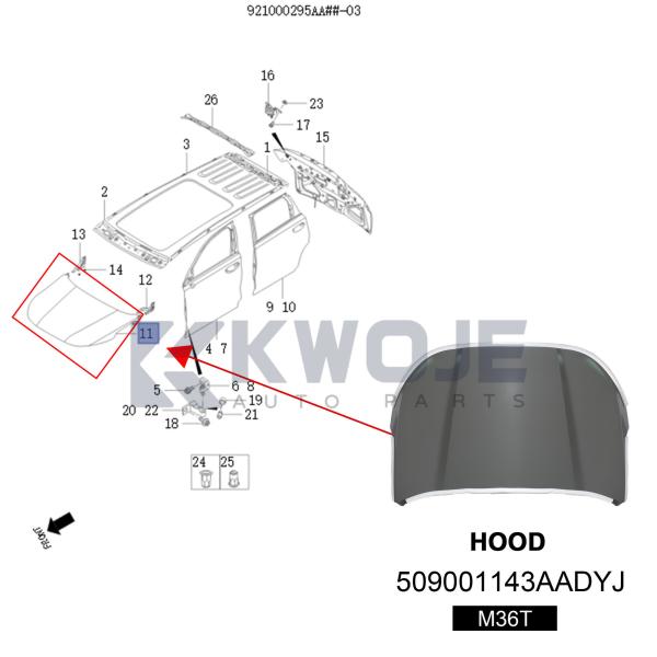 OE 509001143AADYJ  Car Engine Hoods Parts for EXCEED VX
