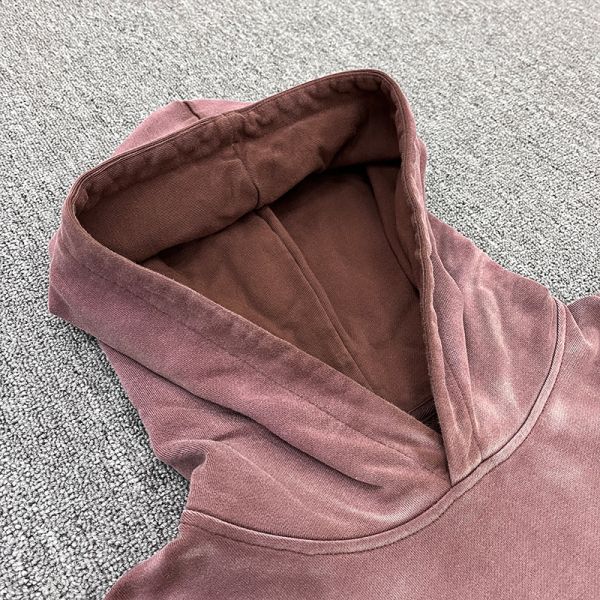 Customized Printing Label Hoodie Unisex French Terry Cotton Acid Wash Vintage Streetwear Free Sample