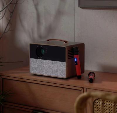 Projecteur de Karaoké V1 1080P, Son Hi-Fi 100W, Doubles Micros Sans Fil, Android 9.0