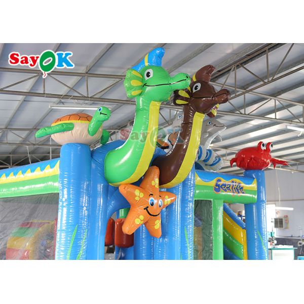 дом прыжка темы океана надувного замка раздувных водных горок воздуха хвастуна 1000D скача комбинированный с бассейном