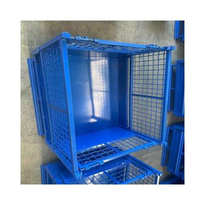 Wire Mesh Collapsible Storage Cage , Transport Storage Container Bins Industrial Storage Cage