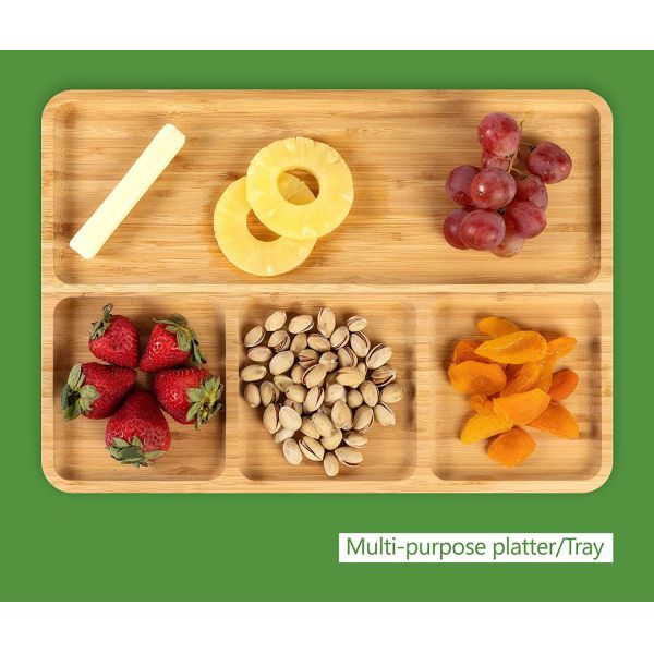 4 отсека фастфуд бамбуковые подносы / разделенные тарелки