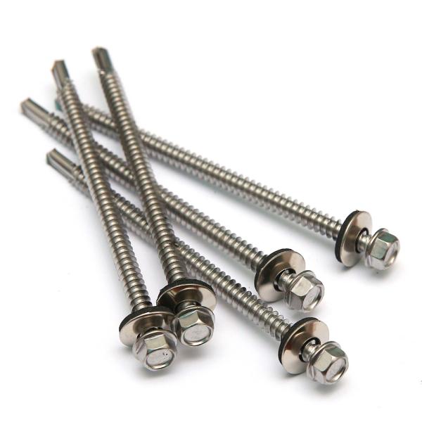 AISI 410 DIN7504K Hex Head Self Drilling Screws With 19mm EPDM Bonded Neoprene Washer