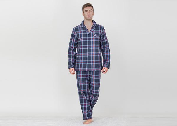 Red Yarn Dyed Check Mens Luxury Sleepwear Anti Wrinkle Eco Friendly S - XXL Size