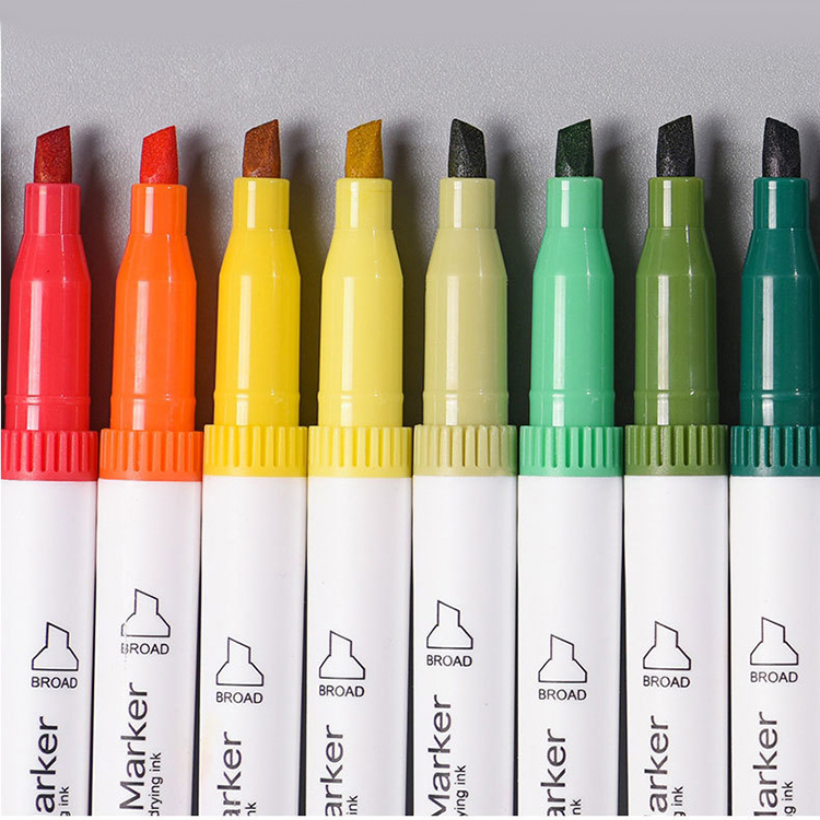 12 Colors Knife Head Round Head Rounded Corners Art Sketch Outline Marker Color Markers