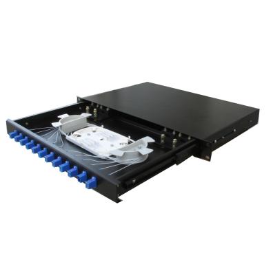 Deslizando a gaveta datilografe o painel de remendo 19 da fibra ótica apropriado para SC, FC, ST, portos do adaptador 12,24,48,96,144 do LC