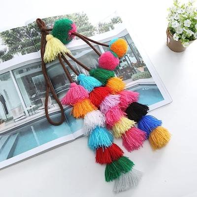 Cute Pom Pom Tassel Boho Purse Charms For Handbags Backpack Keyring Keychain Waist Chain For Women