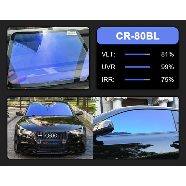 GOODCARWAY CR-80BL Blue Chameleon Window Film | 81% VLT 99% UVR 75% IRR car window sun film