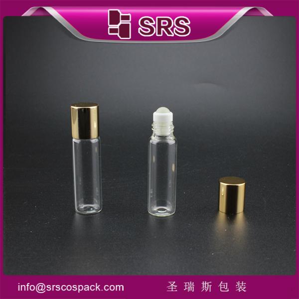 5ml mini glass roll on bottle with steel for essential oil ,luxury glass bottle packaging