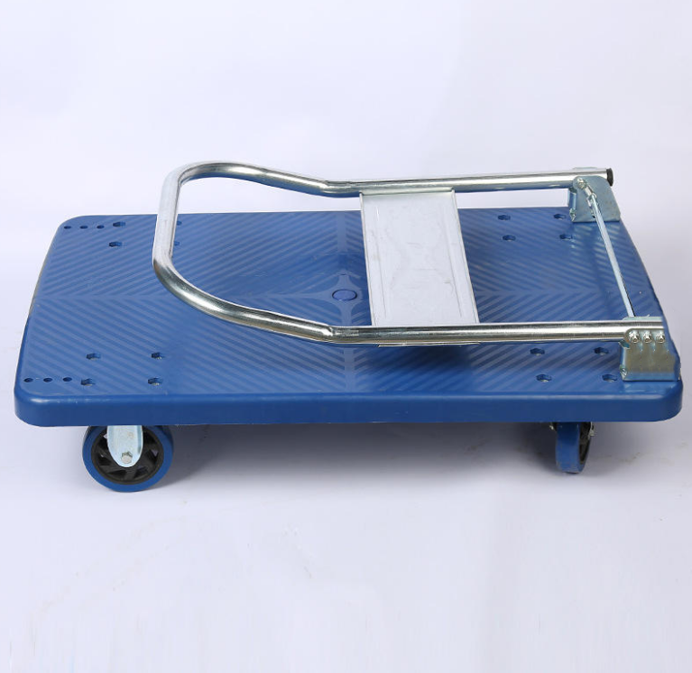 OEM Portable 250KG Capacity Four-Wheel Pulley Flat Trolley Steel Plastic Folding Tool Trolley Platform Household Trolley