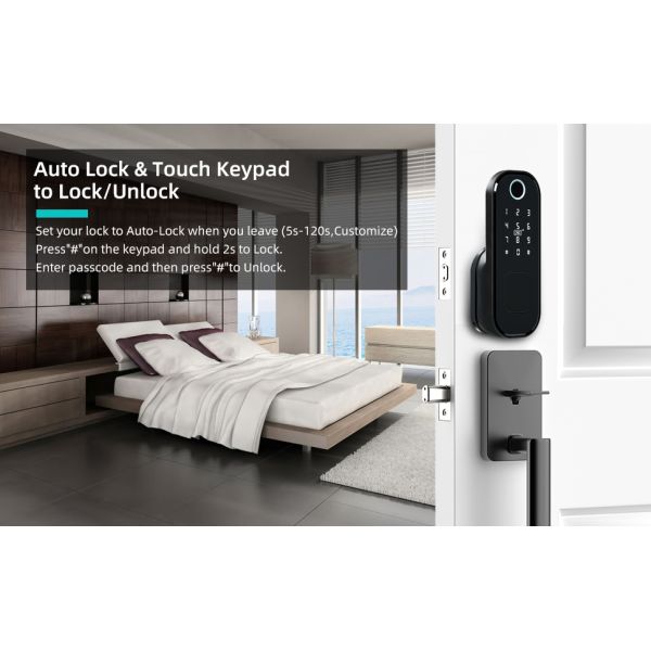 Wireless Smart Fingerprint Door Lock Surface Mounted Rim Door Lock