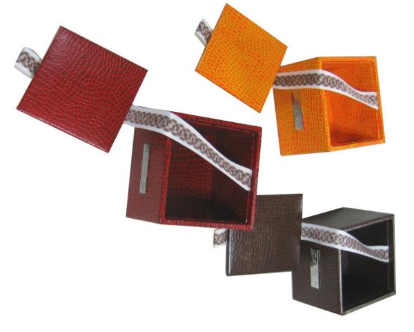 Plastic Mould Keepsake Gift Boxe For Men's Cufflink Croco veins Metal Trademarks