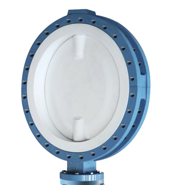 Valve à papillon pneumatique à flanche revêtue de fluor