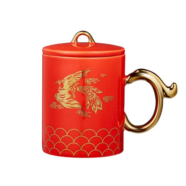 Taça de café cerâmica pintada à mão em estilo caixa de presente para presente de aniversário