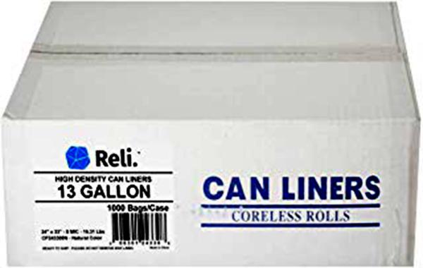 Plastics 12-16 Gallon Clear Trash Bags (1000 Count) - 24 x 33- 8 Micron Equivalent High Density Value Garbage Bags
