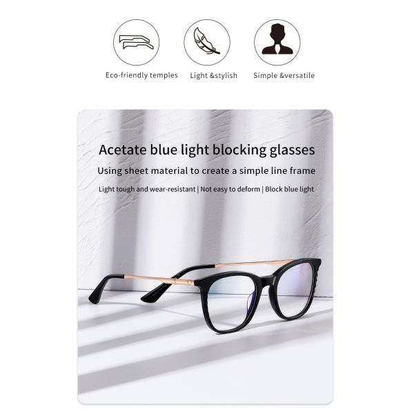 Handmade стекла металла ацетата обрамляют свет Unisex квадрата анти- голубой