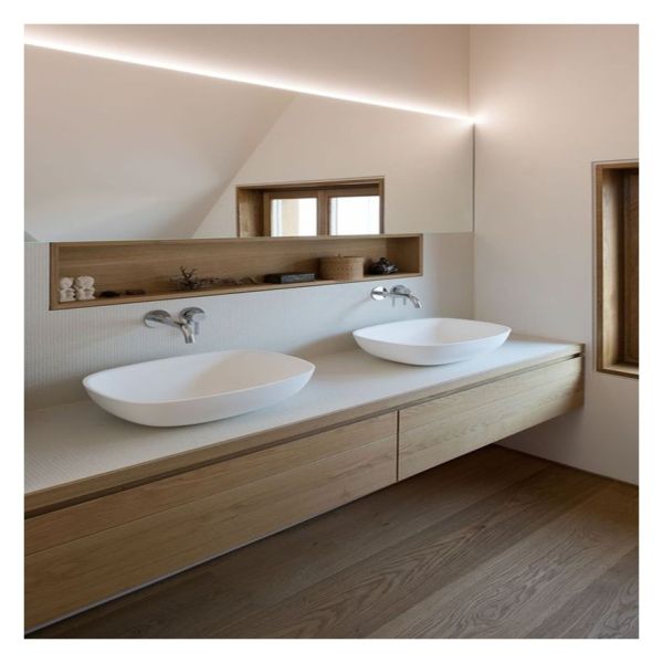 72 Inches Rectangle Solid Surface Double Sink Bathroom Vanity with Customization