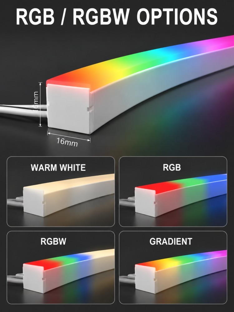 9.5W Waterproof Silicone LED Strip 16x16mm Front Emitting For Large Architectural Lighting