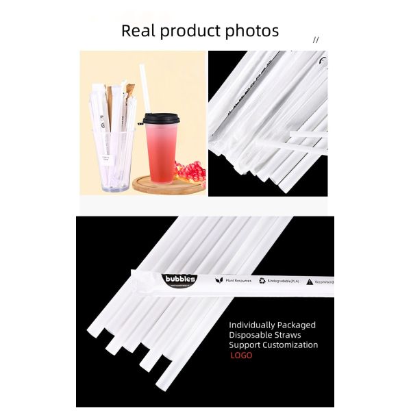 Wholesale Eco-Friendly 6mm*197 210 230 240mm Biodegradable Kraft Paper Straw Disposable Drinking Straw Wrapped Natural Material