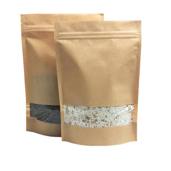 Saco de papel/malote superiores de Kraft do zíper para o petisco que empacota com janela de Transnparent