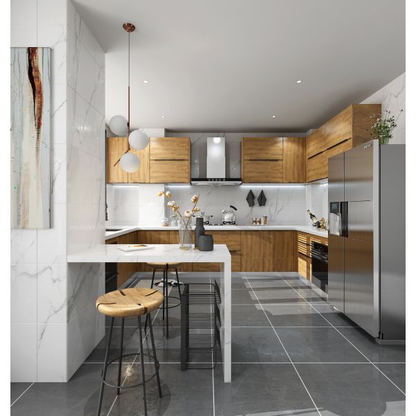 Design Italian Style Kitchen Cabinet Custom Waterproof Cupboards for Villa/Apartment