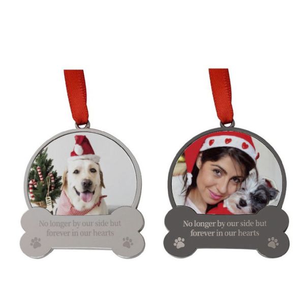 Custom Christmas Tree Ornaments Dog Sublimation Pendant Pet Memorial Christmas Ornaments With Laser Engraving Text