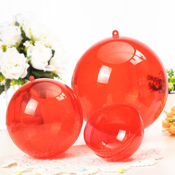 Bola clara plástica transparente vermelha da cavidade do Natal das bolas 4-40cm do Natal de Hangying