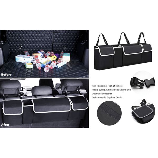 Premier SUV Truck 4 Pockets 2 Mesh Pouches Car Trunk Hanging Back Seat Storage Bag Organizer