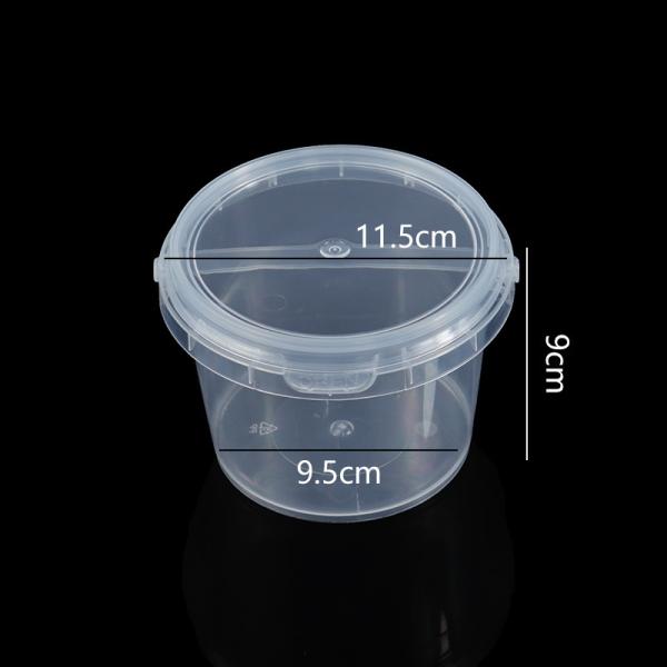 500ml 1L 2L 3L 4L 5L Factory Supply Handle Food Grade Packing Bucket Round White Clear Plastic Round Bucket With Lid