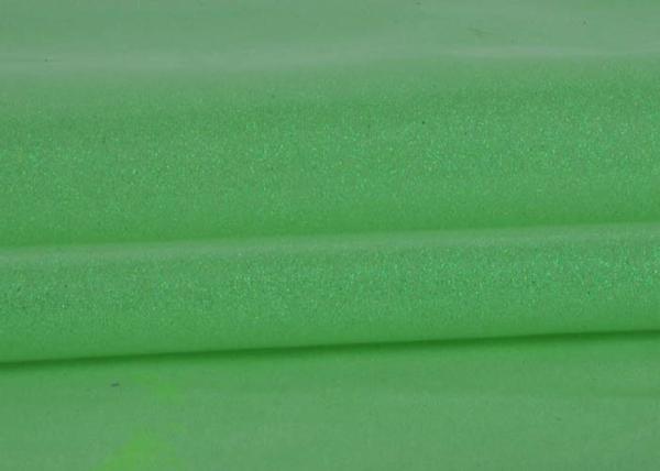 Plain Green Glitter Fabric For Dresses , Pvc Finished Thick Glitter Fabric