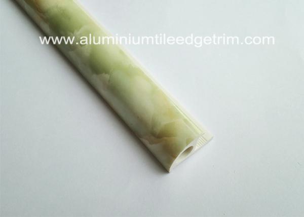 Decorative Quadrant Ceramic Tile Corner Trim Outside Rough Edges Green Jade Color