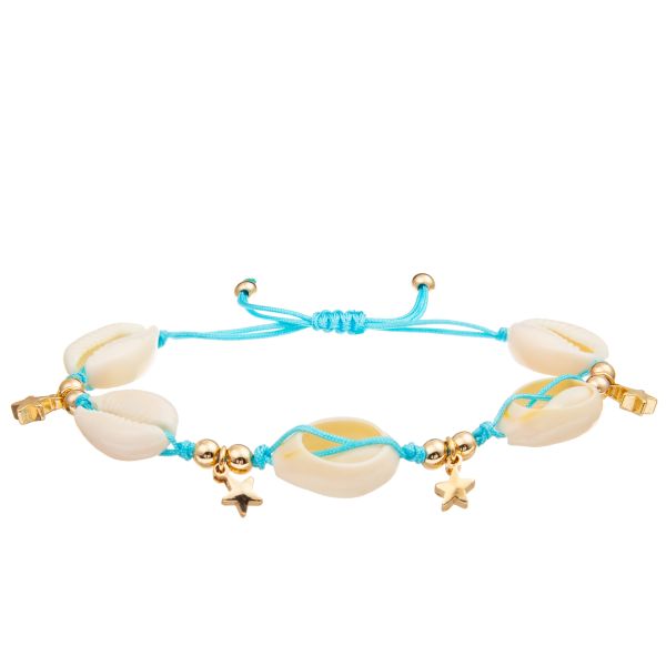 Регулируемый заплетенный браслет раковины Cowrie моря установил богемский Seashell для женщин