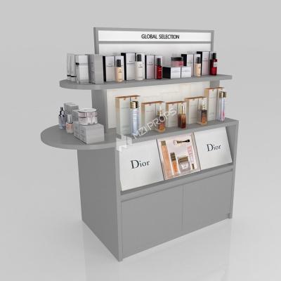 Retail Store Cabinet Grey Wooden Island Cabinet For Branded Shop Cabinet  Space-Saving Shop Fitting