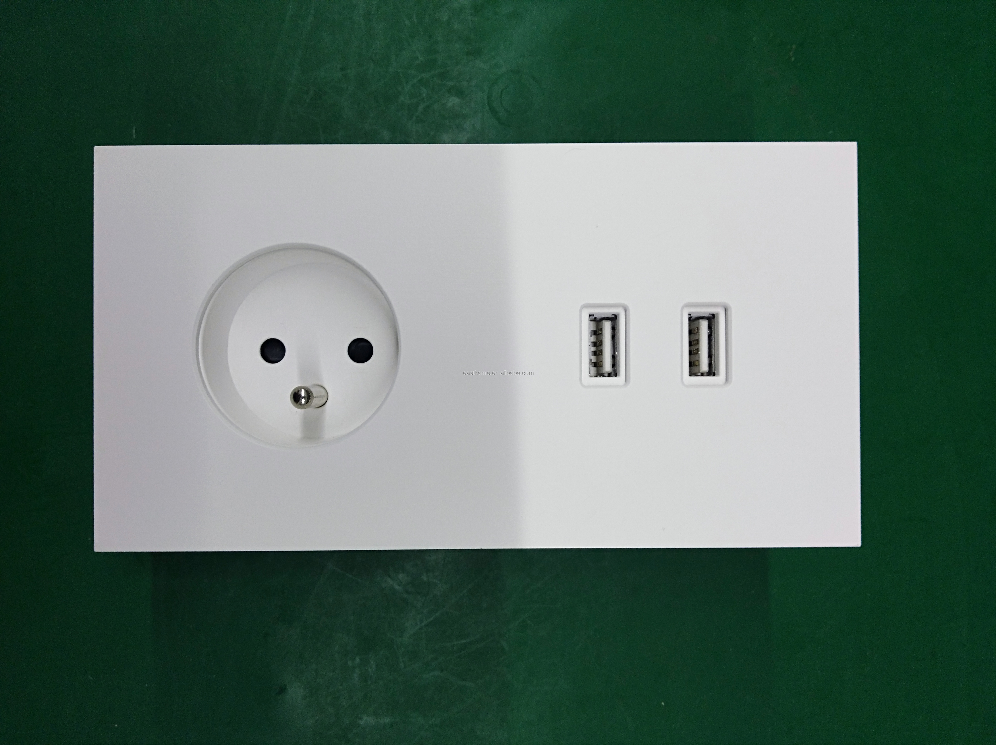 Double French or European Schuko Aluminum Wall Electrical Socket Power Outlets 16A Rated Current for Vimar or for Legrand Module