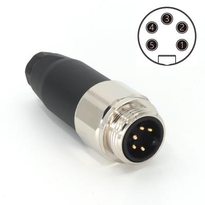 7/8  Conector Conector de montagem de campo com fio 5 pin A Código macho