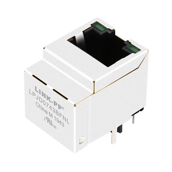 LPJD0743BFNL 1000 Base-T RJ45 prise verticale avec magnétique vert/diodes LED vertes