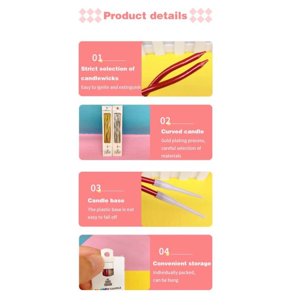 Des bougies en fil d'or en argent Des bougies pour gâteau d'anniversaire Des décorations pour fête d'anniversaire